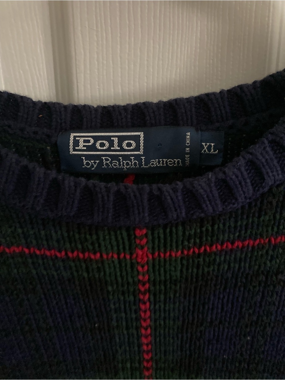 Ralph Lauren Polo  Navy, Green & Red Plaid Crewneck Sweater XL - Picture 2 of 5